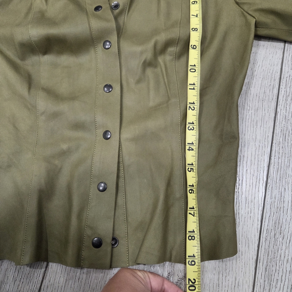 Rare Plein Sud Leather Olive Green  Button-Up Pant Set - Picture 6 of 16